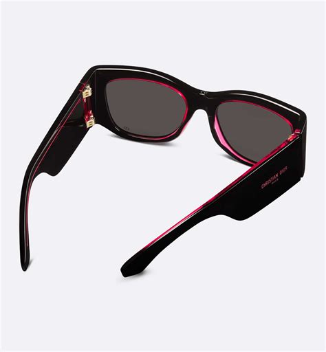 DiorNuit S1I Black and Transparent Red Square Sunglasses 